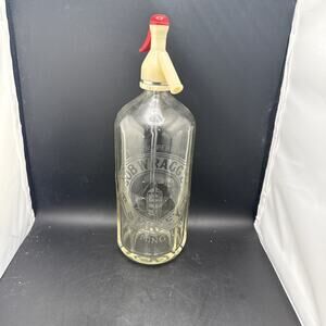 Vintage Job Wragg Birmingham England Soda Siphon Etched Glass Seltzer Bottle